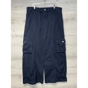 Revice Utility Cargo Pants Womens Large Drawstring Pockets Blue Baggy USA